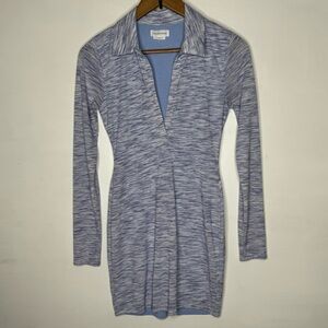 LOVERS + FRIENDS blue Henley top long sleeve mini dress XS